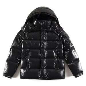 Moncler Black Shiny Puffer Jacket - 70th Anniversary Edition, Hooded Down Coat